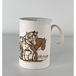 Vintage Dunoon Stoneware Mug With Horses Plowing Field Made in Scotland‎